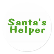 Santas Helper Green Round Stickers