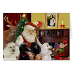 Santa's Poodles (St+T) Greeting Cards