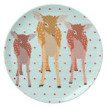 Santa's Reindeer Vintage Blue & Red Poka Dot   Pla Plate