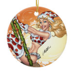 Santa's Sexy Blonde Polka Dot Pinup Helper - Al Ri ornaments