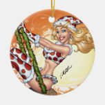 Santa's Sexy Blonde Polka Dot Pinup Helper - Al Ri Christmas Tree Ornaments