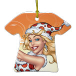 Santa's Sexy Blonde Polka Dot Pinup Helper ornaments