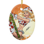 Santa's Sexy Blonde Polka Dot Pinup Helper ornaments