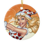 Santa's Sexy Blonde Polka Dot Pinup Helper ornaments