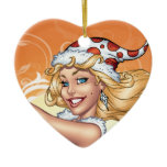 Santa's Sexy Blonde Polka Dot Pinup Helper ornaments