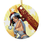 Santa's Sexy Christmas Present Pinup by Al Rio ornaments
