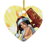 Santa's Sexy Christmas Present Pinup by Al Rio ornaments