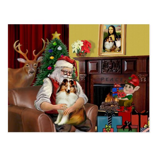 Santa's Sheltie (sw) Post Card
