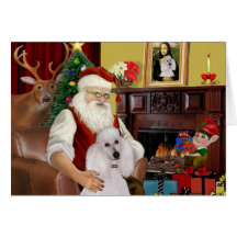 Santa's White Standard Poodle Card