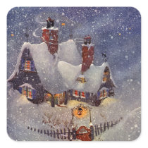 Santa's Workshop at the North Pole, Christmas Eve Square Sticker