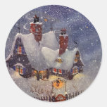 Santa's Workshop at the North Pole, Christmas Eve Round Sticker