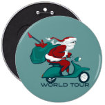 Santa's World Tour Scooter Pinback Button