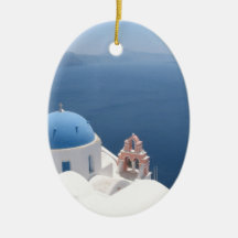 Santorini Greece Christmas Tree Ornament