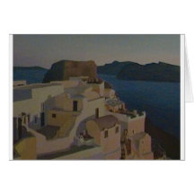 Santorini painting (design by Caroline Dimond) Greeting Cards