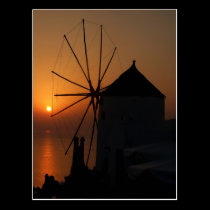 Santorini sunset postcards postcards