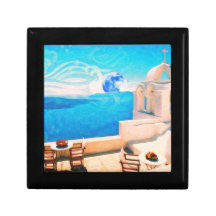 Santorini town Greece Keepsake Box