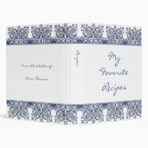Sapphire Damask Recipe Book Binder