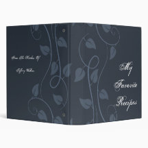 Sapphire Leafy Swirl Recipe Book 3 Ring Binder