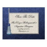 Sapphires Diamonds Blue Tassel on Damask Save Postcards