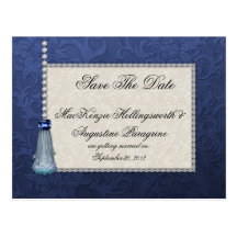 Sapphires Diamonds Blue Tassel on Damask Save Postcards