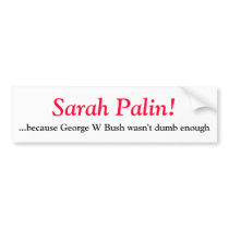 Sarah Palin- because George W Bush wasn't d... Bumper Stickers