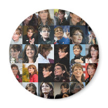 Sarah Palin Photo Collage Round Magnet