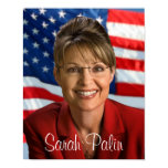 Sarah Palin Picture with Waving Flag posters