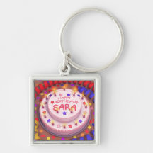 Sara's Birthday Cake Keychains
