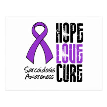 Sarcoidosis Hope Love Cure Ribbon Postcards