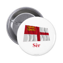Sark Waving Flag w Name in Sercquiaise Buttons