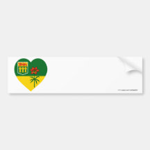 Saskatchewan Flag Heart Bumper Sticker