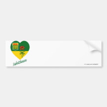 Saskatchewan Flag Heart with Name Bumper Stickers