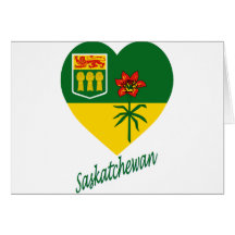 Saskatchewan Flag Heart with Name Greeting Cards