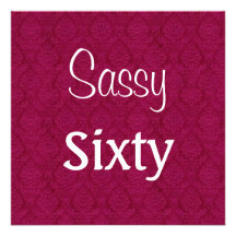 Sassy 60 Birthday Red and White Damask B203 Announcements