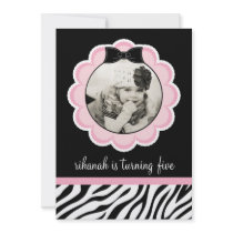 Sassy and Wild Zebra Birthday Party Invitation