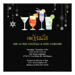 Sassy Black Holiday Cocktail Glasses Party Invites