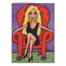 Sassy Blonde & a Red Chair - Greeting Card