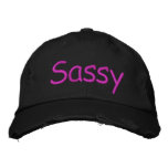 Sassy Distressed Basebal Cap Embroidered Hat