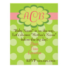 Sassy Dots Pink and Green Baby Shower Invitation