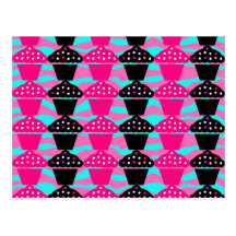 Sassy Hot Pink and Black Cupcake and Zebra Stripe Postcards