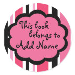 Sassy Pink and Black, This book, belongs to Round Stickers