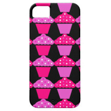 Sassy Pink and Purple Cupcakes on Black iPhone 5 Covers