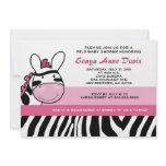 Sassy Pink Zebra Stripe Diva Baby Shower 5x7 Invit Personalized Invitation