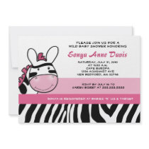 Sassy Pink Zebra Stripe Diva Baby Shower 5x7 Invit Personalized Invitation