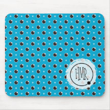 Sassy Polka Dots Monogram Mousepad - Aqua Blue