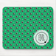 Sassy Polka Dots Monogram Mousepad - Green
