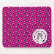 Sassy Polka Dots Monogram Mousepad - Purple