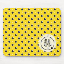 Sassy Polka Dots Monogram Mousepad - Yellow