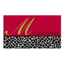 Sassy Red and Giraffe Print Business Cards