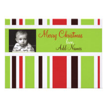 Sassy Stripes Personalized Christmas Card Invitations